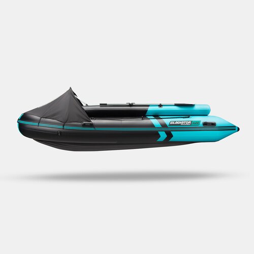 Надувная лодка GLADIATOR E420X PRO черно-бирюзовый